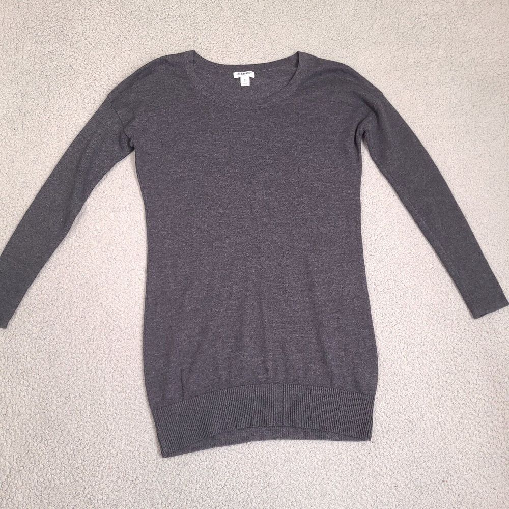 Old Navy Sweater Tunic Sweater Womens Medium Charcoal Gray Long Sleeve Pullover